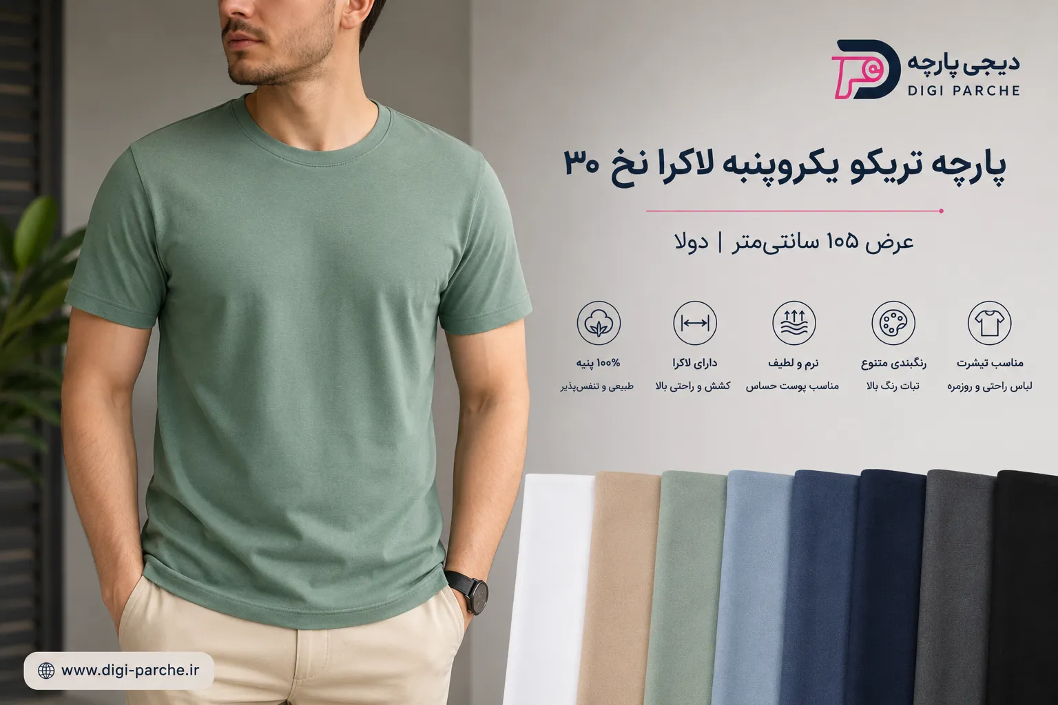 پارچه تریکو یکرو پنبه لاکرا ۳۰